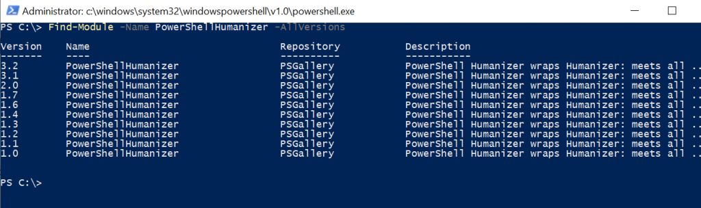 PowerShell Get Module Versions