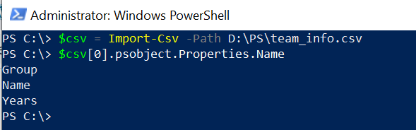 PowerShell Get Column Names of CSV File