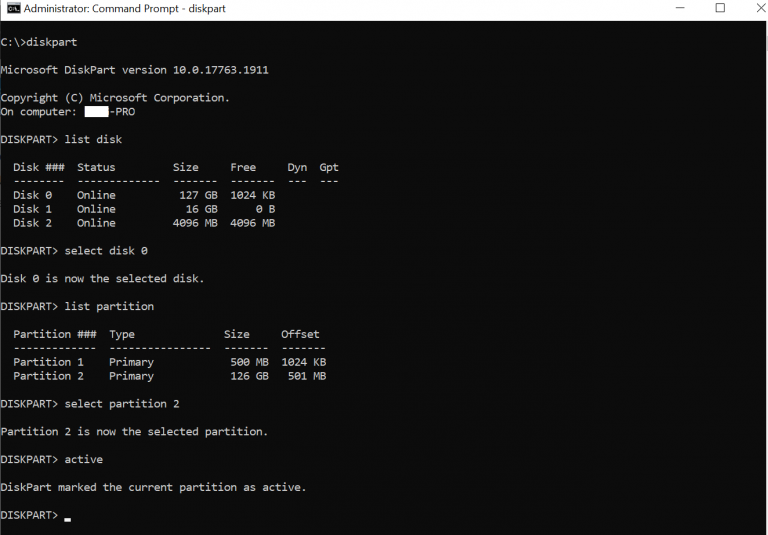 how to mark partition as active acronis true image