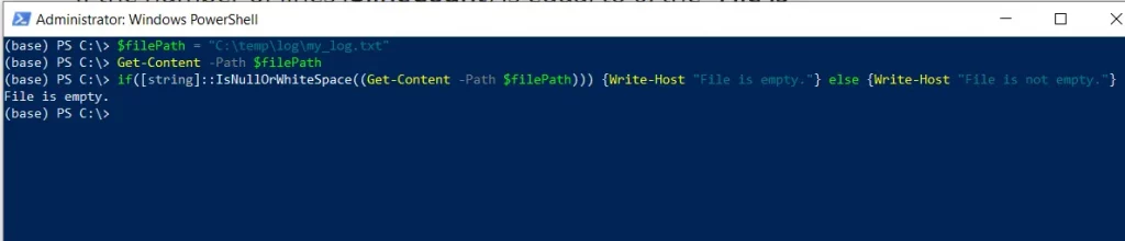 PowerShell check if a file is empty using null or whitespace