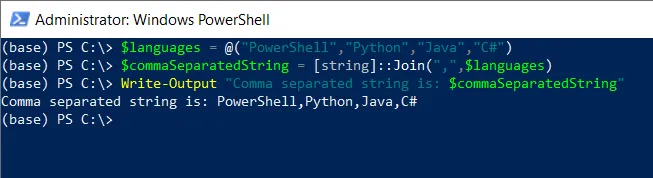 PowerShell convert array to comma-separated string using Join method