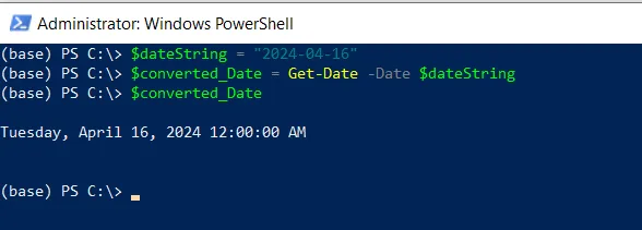 PowerShell convert a string to datetime using get-date