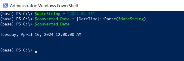 PowerShell convert a string to datetime using parse method