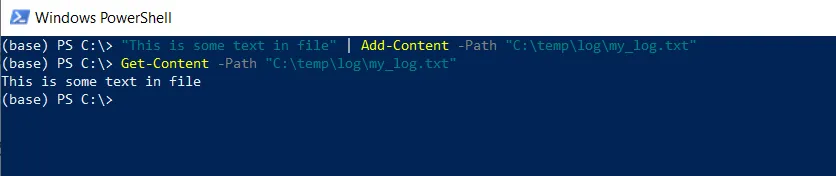 PowerShell create a file using add-content
