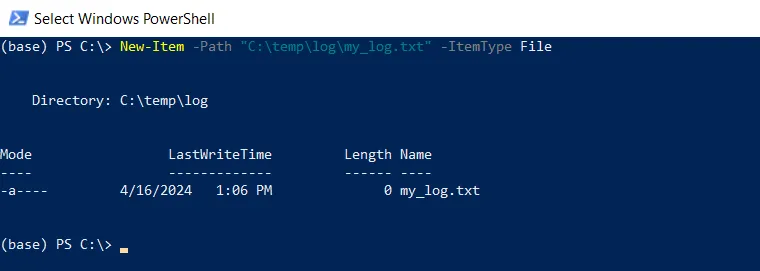 PowerShell create a file using New-Item