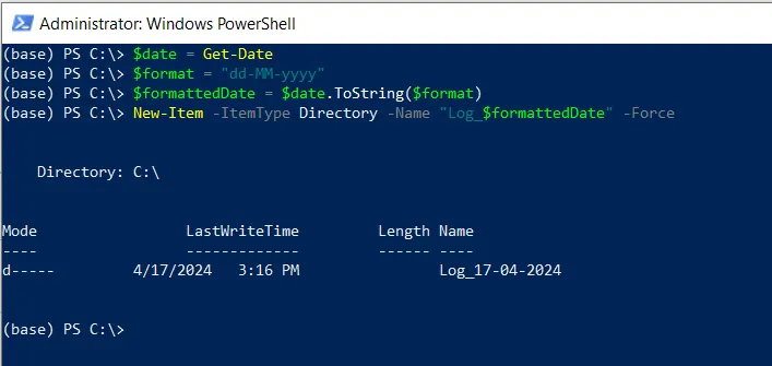 PowerShell create folder with date