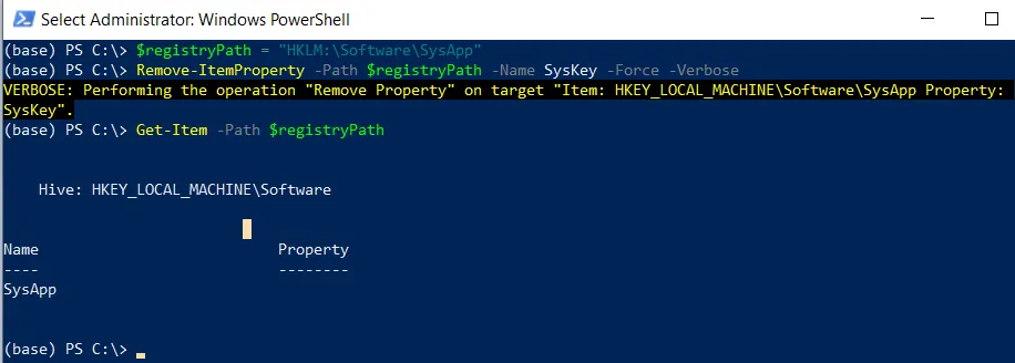 PowerShell delete a registry value