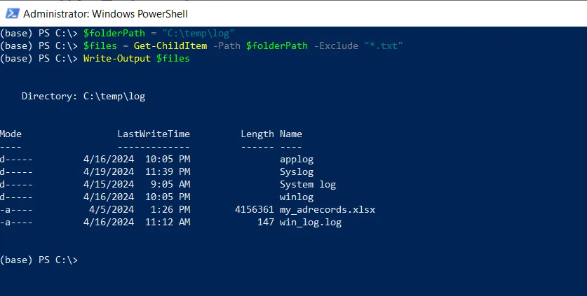 PowerShell exclude specific files with .txt extension using Get-ChildItem