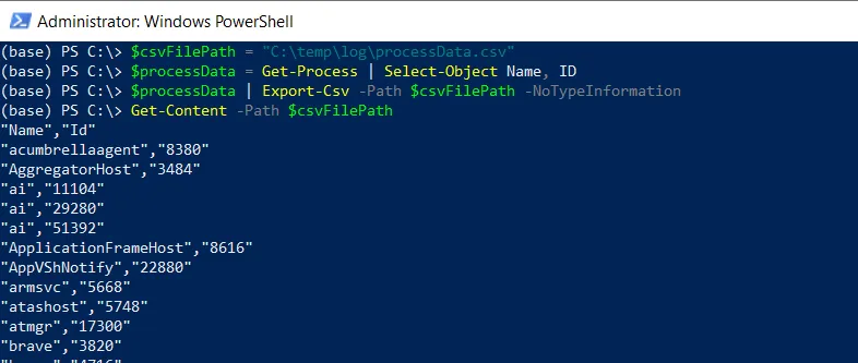 PowerShell export csv with headers