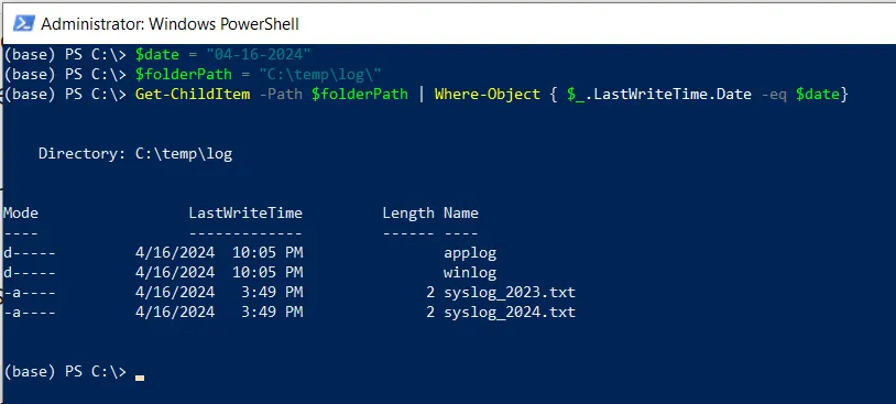 PowerShell get files modified on date