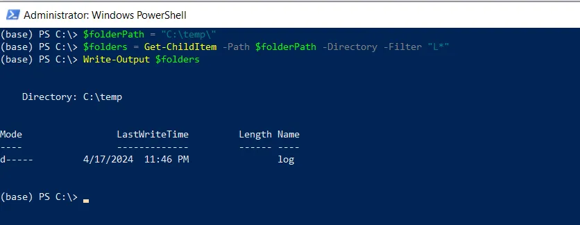 PowerShell Get-ChildItem with Filter to get folder name start with