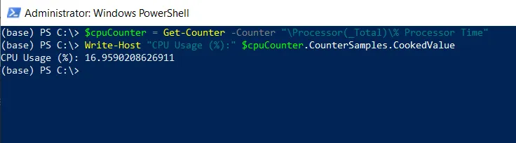 PowerShell get cpu usage