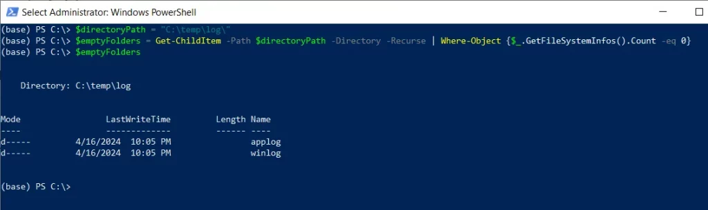 PowerShell get empty folders