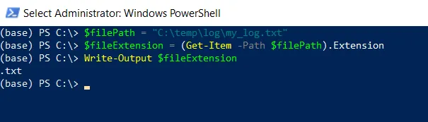PowerShell get file extension using Get-Item
