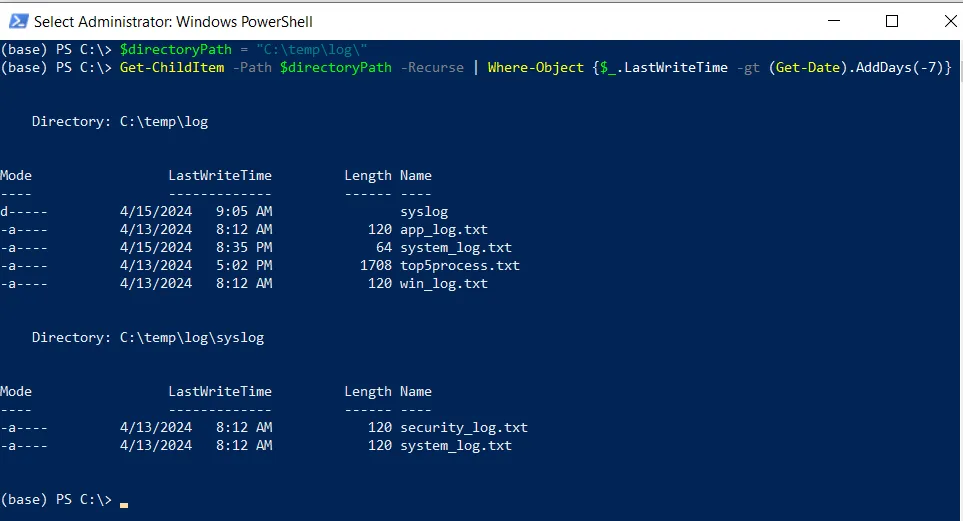 PowerShell list files modified after date