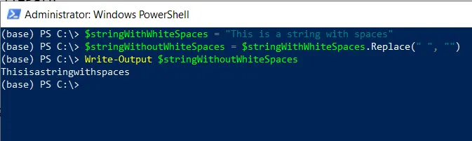 PowerShell remove spaces from a string with replace() method