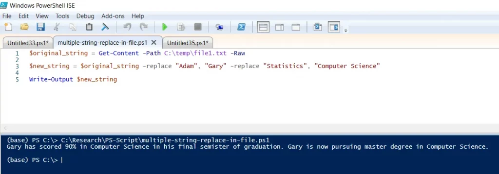 PowerShell replace multiple strings in a file using -replace operator