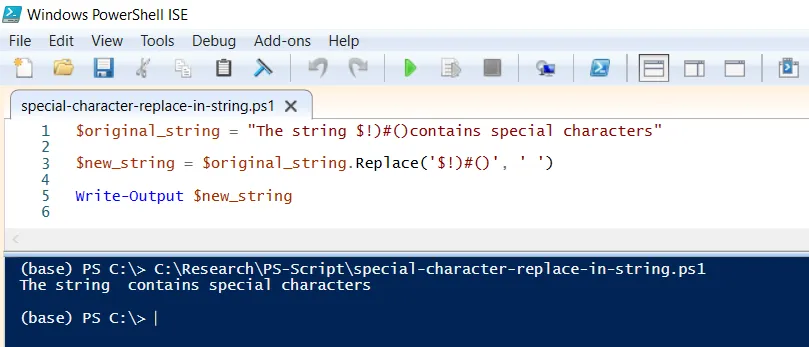 PowerShell replace special characters in a string using Replace method