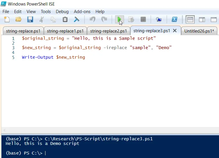 PowerShell replace text in a string using ireplace operator