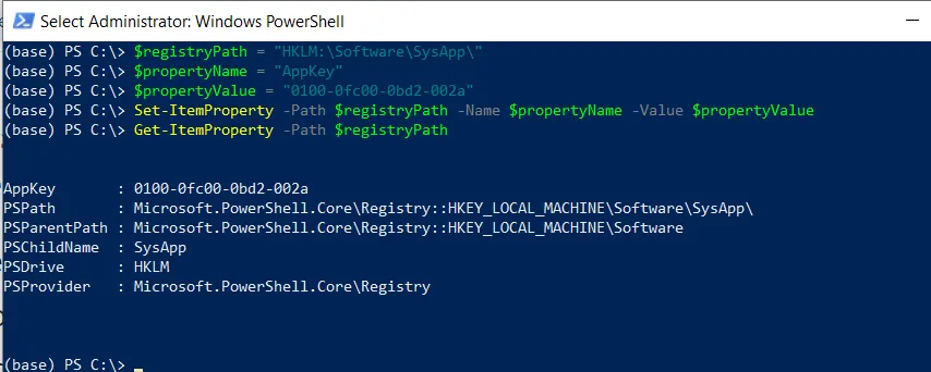 PowerShell sets registry value using Set-ItemProperty