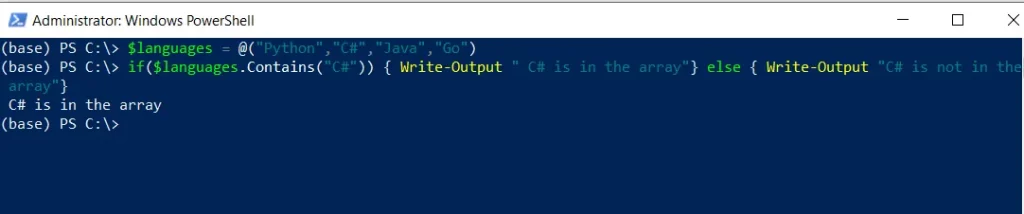 PowerShell check if in array using Contains() method