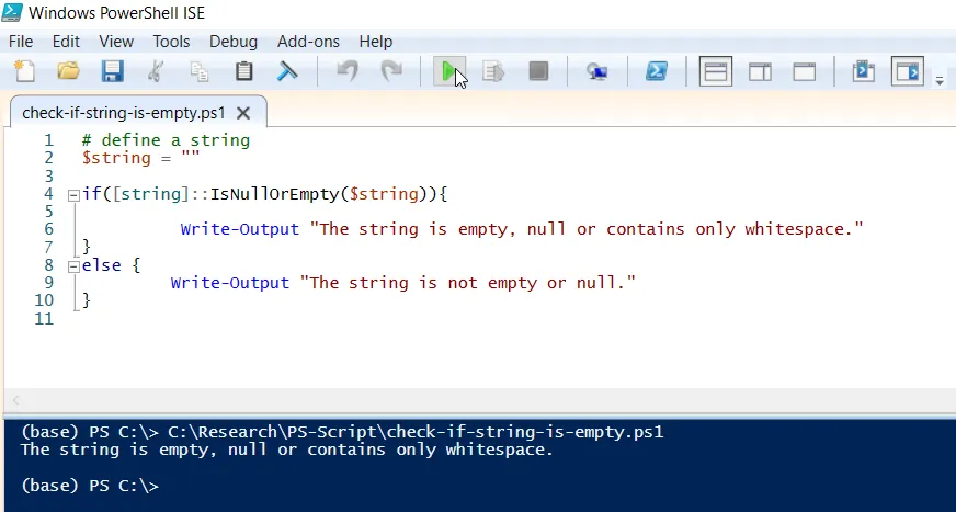 PowerShell check if string is empty or null