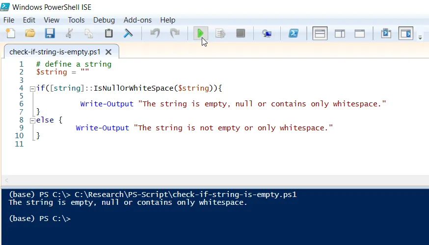 PowerShell check if string is empty or contains whitespace