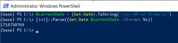 PowerShell convert date to epoch time with -UFormat parameter