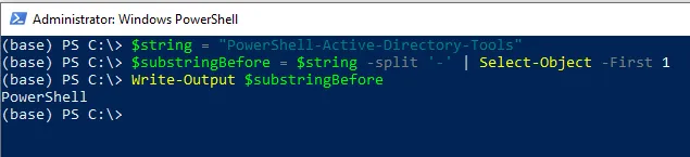 PowerShell extract substring before character using -split operator