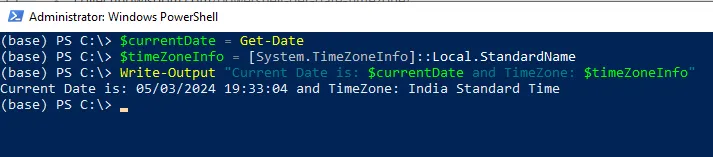 PowerShell get date and timezone information