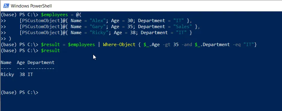 PowerShell Where-Object cmdlet with -and operator